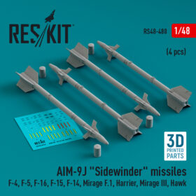Reskit AIM-9J "Sidewinder" missiles (4 pcs) (3D Printed) (1/48) RS48-0480