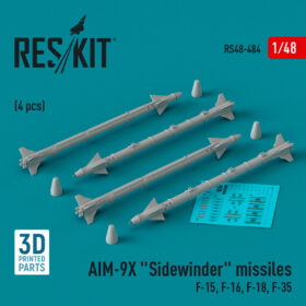 Reskit AIM-9X "Sidewinder" missiles (4 pcs) (3D Printed) (1/48) RS48-0484