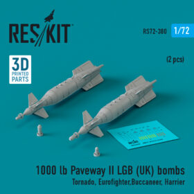 Reskit 1000 lb Paveway II LGB UK bombs (2 pcs) (3D Printed) (1/72) RS72-0380