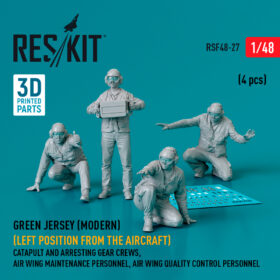 Reskit Green jersey (Modern) (Left position from the aircraft) Catapult and Arresting Gear Crews, Air Wing Maintenance Personnel, Air Wing Quality Control Personnel (4 pcs) (3D Printed) (1/48) RSF48-0027