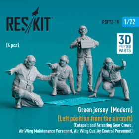 Reskit Green jersey (Modern) (Left position from the aircraft) (Catapult and Arresting Gear Crews, Air Wing Maintenance Personnel, Air Wing Quality Control Personnel) (4 pcs) (3D Printed) (1/72) RSF72-0019