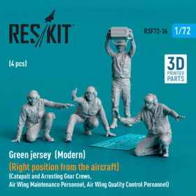 Reskit Green jersey (Modern) (Right position from the aircraft) Catapult and Arresting Gear Crews, Air Wing Maintenance Personnel, Air Wing Quality Control Personnel (4 pcs) (3D Printed) (1/72) RSF72-0036