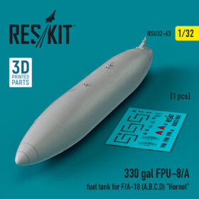 Reskit 330 gallon FPU-8/A fuel tank for F/A-18 (A,B,C,D) "Hornet" (3D Printed) (1/32) RSU32-0063