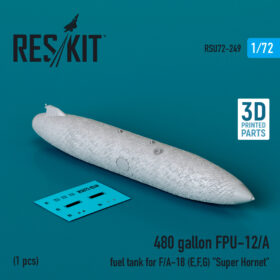 Reskit 480 gallon FPU-12/A fuel tank for F/A-18 (E,F,G) "Super Hornet" (3D Printed) (1/72) RSU72-0249