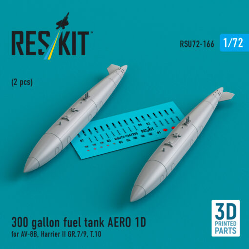 Reskit 300 gallon fuel tank AERO 1D for AV-8B, Harrier II GR.7/9, T.10 (2 pcs) (1/72) RSU72-0166