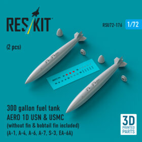 Reskit 300 gallon fuel tank AERO 1D USN & USMC (without fin & bobtail fin included) (A-1, A-4, A-6, A-7, S-3, EA-6A) (3D Printed) (1/72) RSU72-0176