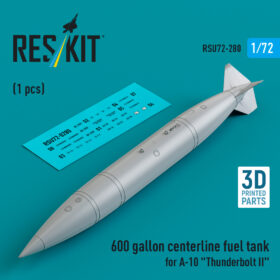 Reskit 600 gallon centerline fuel tank for A-10 "Thunderbolt II" (1 pcs) (1/72) RSU72-0280