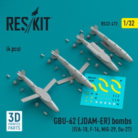Reskit GBU-62 (JDAM-ER) bombs (F/A-18, F-16, MiG-29, Su-27) (3D Printed) (1/32) RS32-0472
