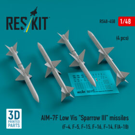 Reskit AIM-7F Low Vis "Sparrow III" missiles (4 pcs) (3D Printed) (1/48) RS48-0458