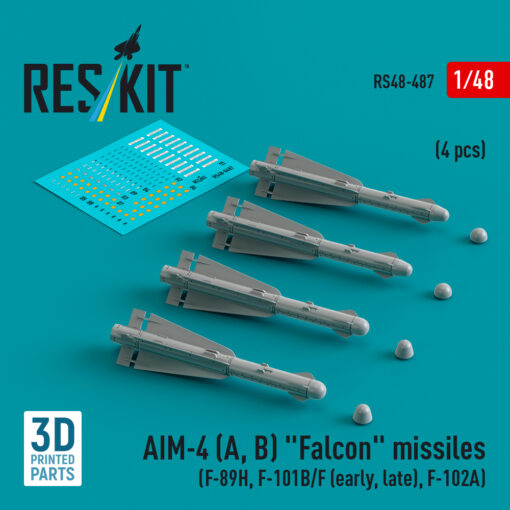 Reskit AIM-4 (A, B) "Falcon" missiles (F-89H, F-101B/F (early, late), F-102A) (3D Printed) (1/48) RS48-0487