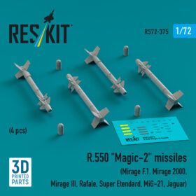 Reskit R.550 "Magic-2" missiles (4 pcs) (3D Printed) (1/72) RS72-0375