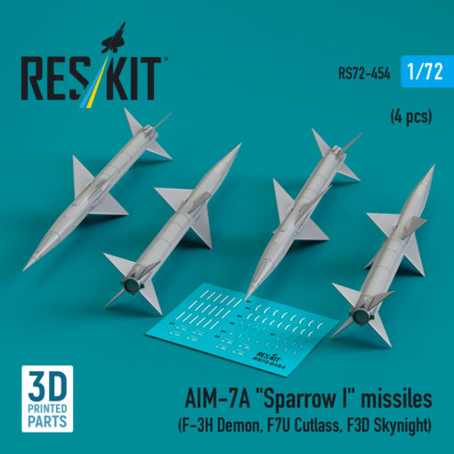 Reskit AIM-7A "Sparrow I" missiles (4 pcs) (3D Printed) (1/72) RS72-0454