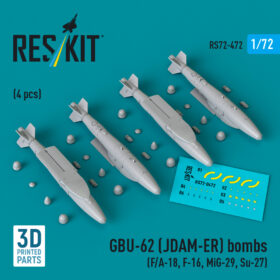 Reskit GBU-62 (JDAM-ER) bombs (F/A-18, F-16, MiG-29, Su-27) (3D Printed) (1/72) RS72-0472