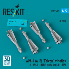 Reskit AIM-4 (A, B) "Falcon" missiles (F-89H, F-101B/F (early, late), F-102A) (3D Printed) (1/72) RS72-0487