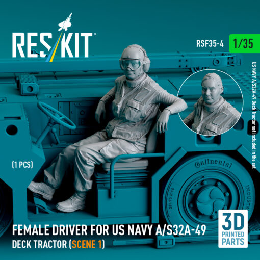 Reskit Female driver for US NAVY A/S32A-49 Deck Tractor (scene 1) (3D Printed) (1/35) - Image 2