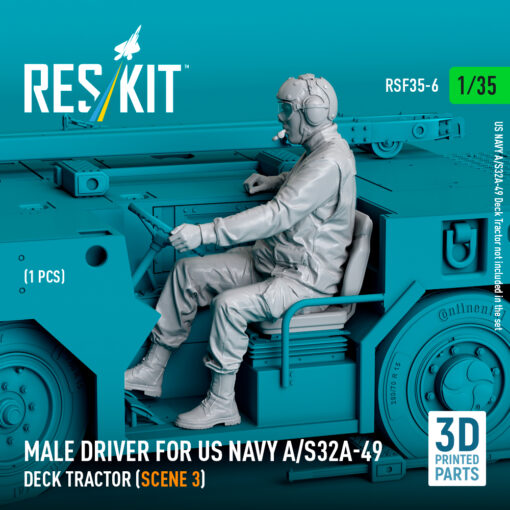 Reskit Male driver for US NAVY A/S32A-49 Deck Tractor (scene 3) (3D Printed) (1/35) - Image 2