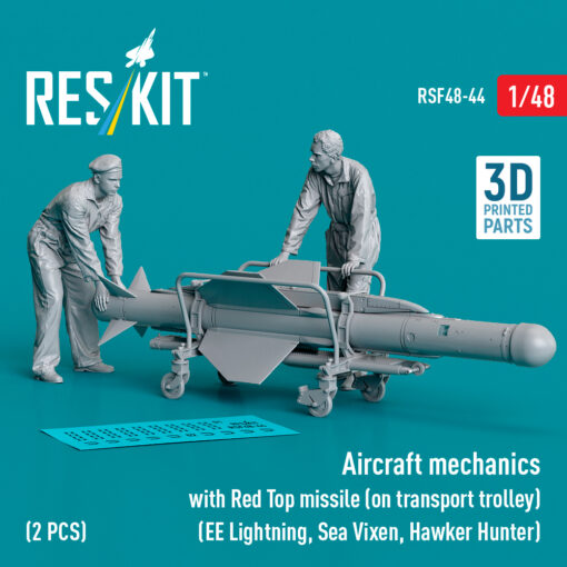 Reskit Aircraft mechanics with Red Top missile (on transport trolley) (2 pcs) (3D Printed) (1/48)