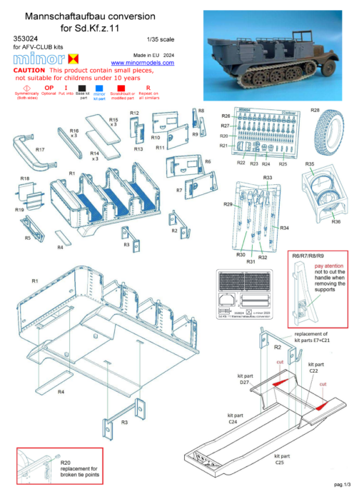 Minor 1/35 Mannschaftaufbau conversion for Sd.Kfz.11 3D printed&pe parts for AFV-Club kits 353024 - Image 5