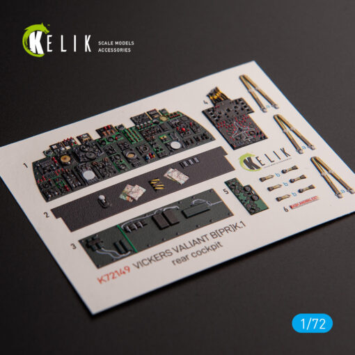 Kelik Vickers Valiant B(PR)K.1 rear cockpit - interior 3D decals for Airfix kit (1/72) K72149