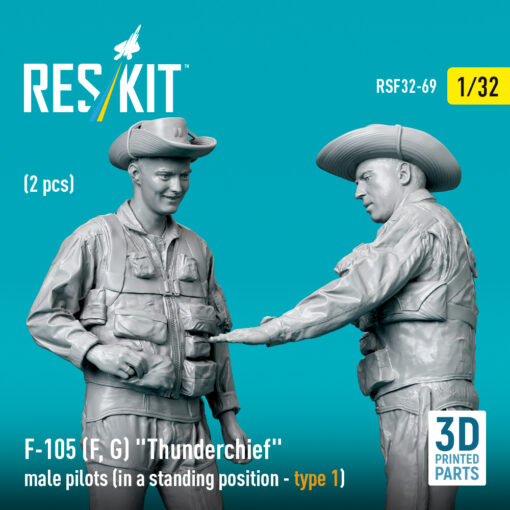 Reskit F-105 (F, G) "Thunderchief" male pilots (2 pcs) (3D Printed) (1/32) - Image 2