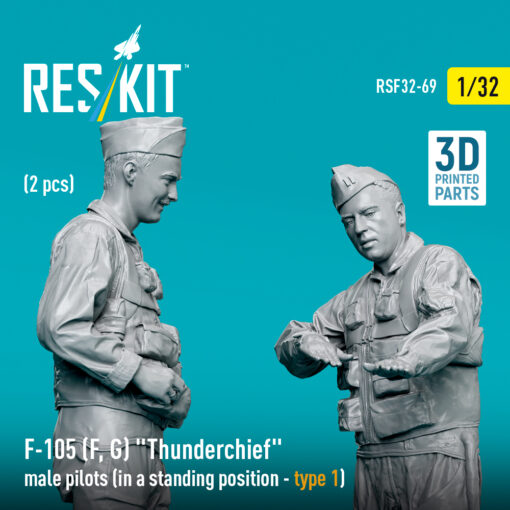 Reskit F-105 (F, G) "Thunderchief" male pilots (2 pcs) (3D Printed) (1/32) - Image 3