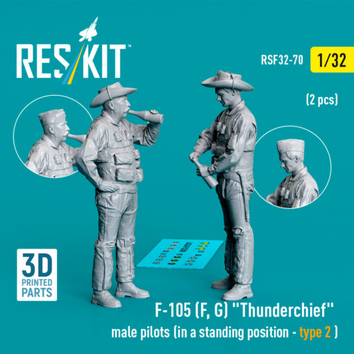 Reskit F-105 (F, G) "Thunderchief" male pilots (2 pcs) (3D Printed) (1/32)