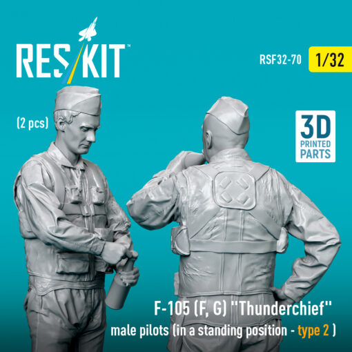 Reskit F-105 (F, G) "Thunderchief" male pilots (2 pcs) (3D Printed) (1/32) - Image 3