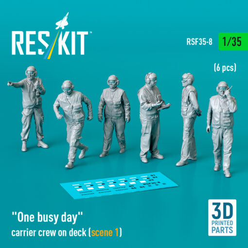 Reskit "One busy day" carrier crew on deck (scene 1) (6 pcs) (3D Printed) (1/35)