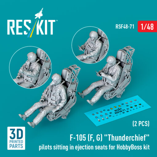 Reskit F-105 (F, G) "Thunderchief" pilots sitting in ejection seats for HobbyBoss kit (3D Printed) (1/48)