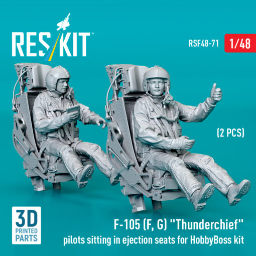 Reskit F-105 (F, G) "Thunderchief" pilots sitting in ejection seats for HobbyBoss kit (3D Printed) (1/48) - Image 2