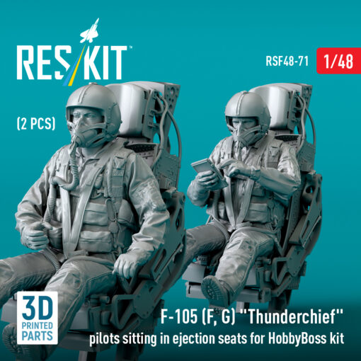 Reskit F-105 (F, G) "Thunderchief" pilots sitting in ejection seats for HobbyBoss kit (3D Printed) (1/48) - Image 3