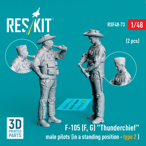 Reskit F-105 (F, G) "Thunderchief" male pilots (2 pcs) (3D Printed) (1/48)