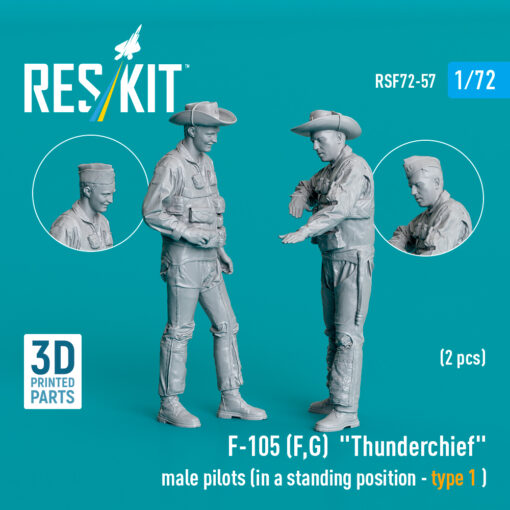 Reskit F-105 (F, G) "Thunderchief" male pilots (2 pcs) (3D Printed) (1/72) - Image 2