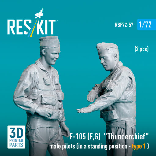 Reskit F-105 (F, G) "Thunderchief" male pilots (2 pcs) (3D Printed) (1/72) - Image 3