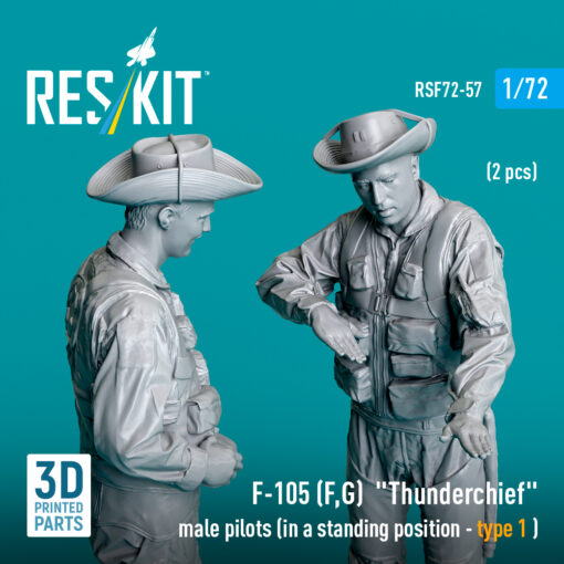 Reskit F-105 (F, G) "Thunderchief" male pilots (2 pcs) (3D Printed) (1/72)