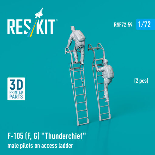 Reskit F-105 (F, G) "Thunderchief" male pilots on access ladder (3D Printed) (1/72) - Image 2