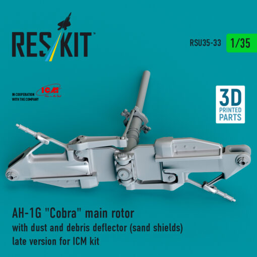 Reskit AH-1G "Cobra" main rotor with dust and debris deflector (sand shields) late version for ICM kit (3D Printed) (1/35) (Copy)