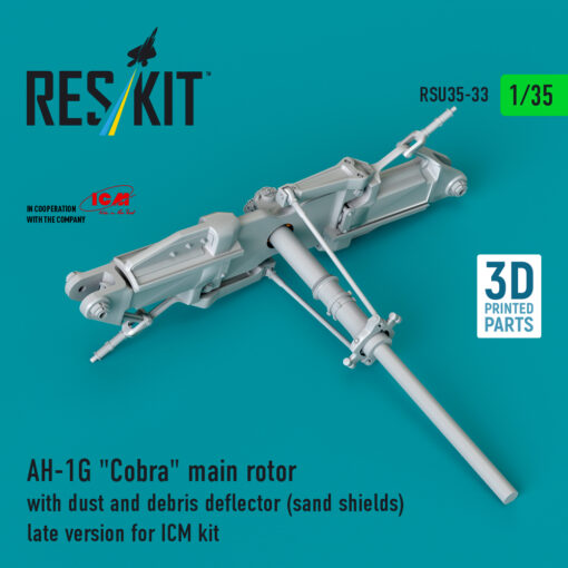 Reskit AH-1G "Cobra" main rotor with dust and debris deflector (sand shields) late version for ICM kit (3D Printed) (1/35) (Copy) - Image 2