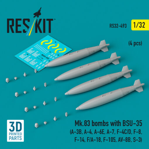 Reskit Mk.83 bombs with BSU-35 (4 pcs) (3D printed) (1/32) RS32-0493