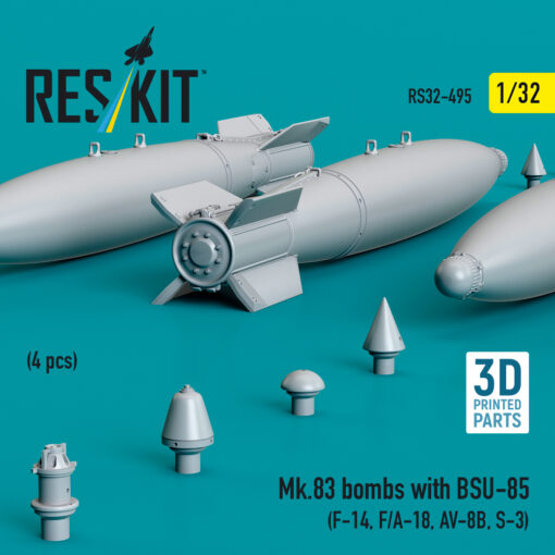 Reskit Mk.83 bombs with BSU-85 (4 pcs) (3D printed) (1/32) RS32-0495 - Image 2