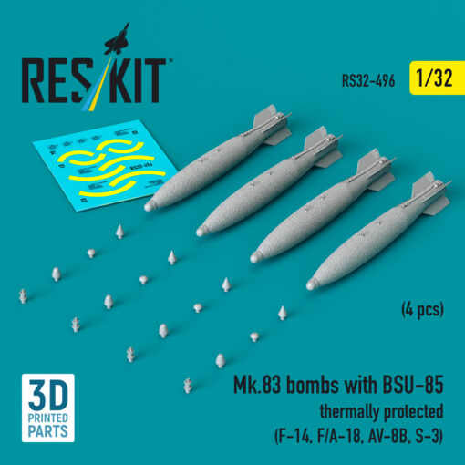 Reskit Mk.83 bombs with BSU-85 thermally protected (4 pcs) (3D printed) (1/32) RS32-0496