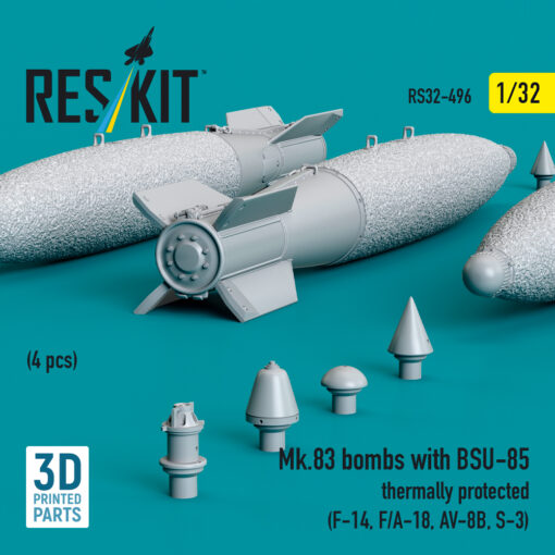 Reskit Mk.83 bombs with BSU-85 thermally protected (4 pcs) (3D printed) (1/32) RS32-0496 - Image 2