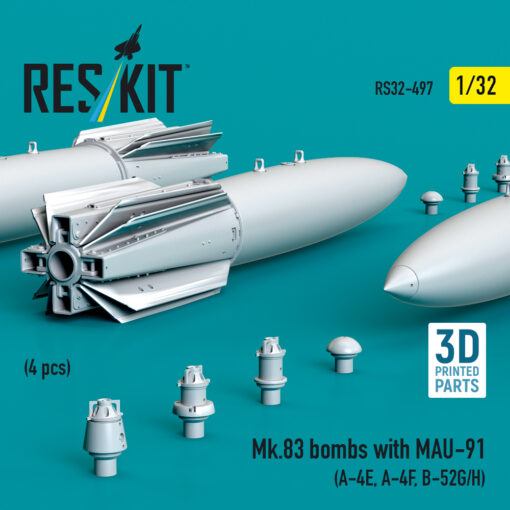 Reskit Mk.83 bombs with MAU-91 (4 pcs) (3D printed) (1/32) RS32-0497 - Image 2