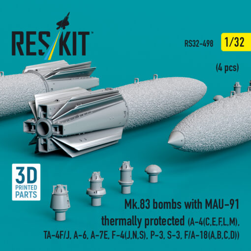 Reskit Mk.83 bombs with MAU-91 thermally protected (4 pcs) , TA-4F/J, A-6, A-7E, F-4(J,N,S), P-3, S-3, F/A-18(A,B,C,D)) (3D printed) (1/32) RS32-0498 - Image 2