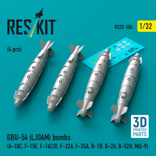 Reskit GBU-54 (LJDAM) bombs (A-10C, F-15E, F-16C/D, F-22A, F-35A, B-1B, B-2A, B-52H, MQ-9) (3D Printed) (1/32) RS32-0504