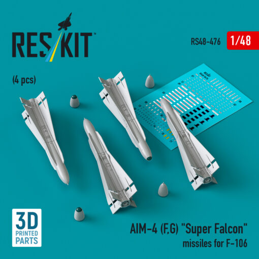 Reskit AIM-4 (F, G) "Super Falcon" missiles for F-106 (3D Printed) (1/48) RS48-0476