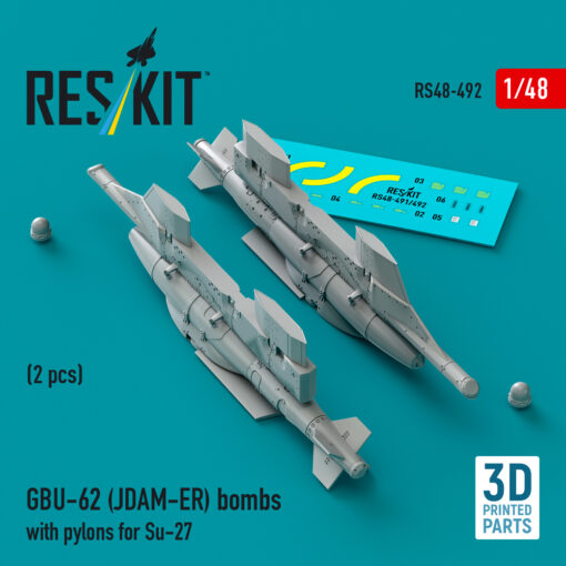 Reskit GBU-62 (JDAM-ER) bombs with pylons for Su-27 "Flanker" (3D Printed) (1/48) RS48-0492