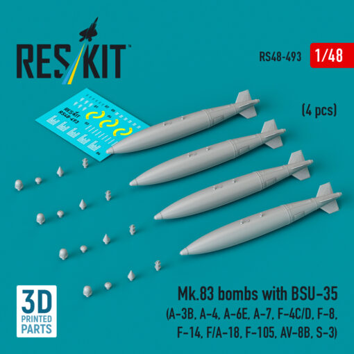 Reskit Mk.83 bombs with BSU-35 (4 pcs) (3D printed) (1/48) RS48-0493