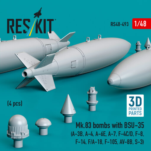 Reskit Mk.83 bombs with BSU-35 (4 pcs) (3D printed) (1/48) RS48-0493 - Image 2