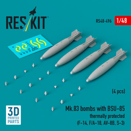 Reskit Mk.83 bombs with BSU-85 thermally protected (4 pcs) (3D printed) (1/48) RS48-0496